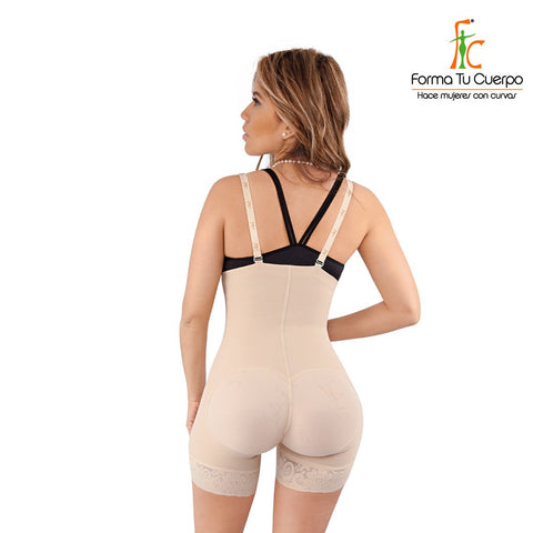 Faja  Caribe Media Pierna Strapless Cremallera Beige - (Ref. O-050)