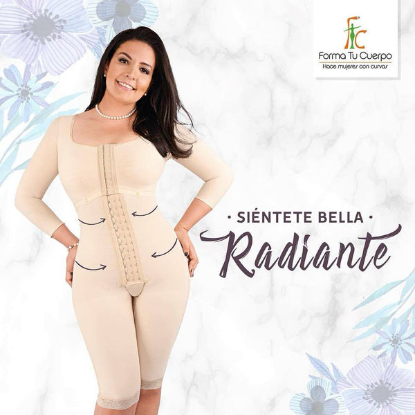 Faja Pacifica Rodilla Tira Ancha 35 cm Broche Beige - (Ref. O-103)