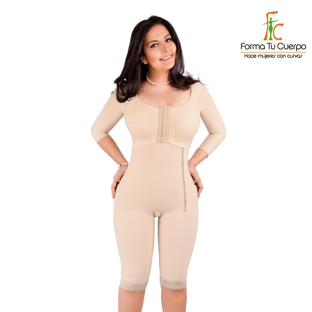 Faja Pacifica Rodilla Tira Ancha 35 cm Cremallera Beige - (Ref. O-102)