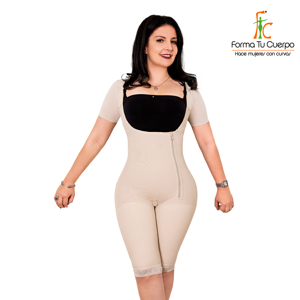 Faja Rodilla Tira Ancha Cremallera Beige - (Ref. O-024)